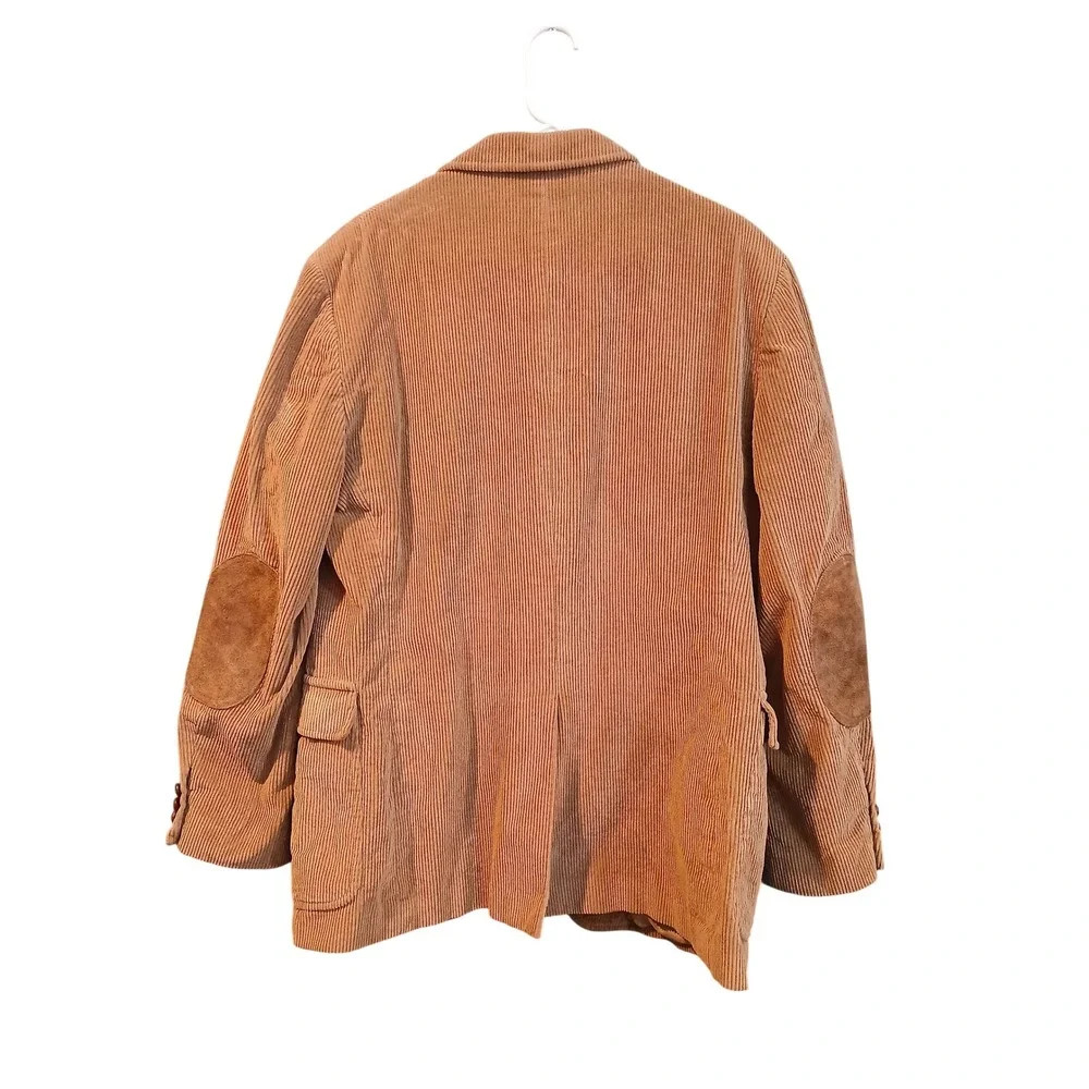 Austin Manor 44R Tan Corduroy Blazer Mens Jacket Elbow Patches Sport Coat